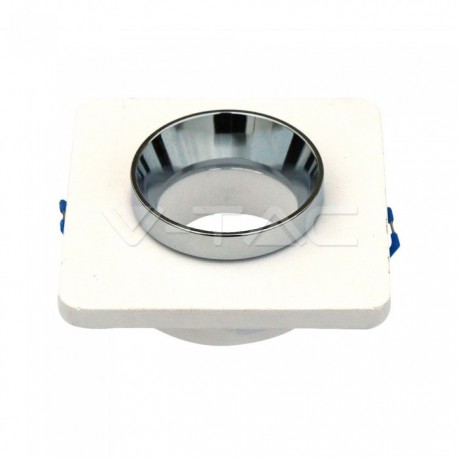 MAVČNA VGRADNA KVADRATNA SVETILKA GU10 ŽELEZNA BELA S CHROME OVOJEM