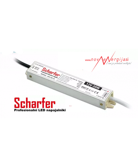 Profesionalni napajalnik za LED trak Scharfer 20W 12V/24V vodoodporni - garancija 7 LET