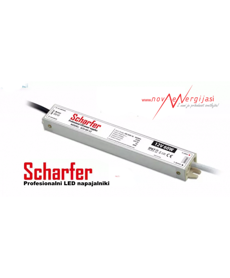 Profesionalni napajalnik za LED trak Scharfer 60W 12V vodoodporni - garancija 7 LET