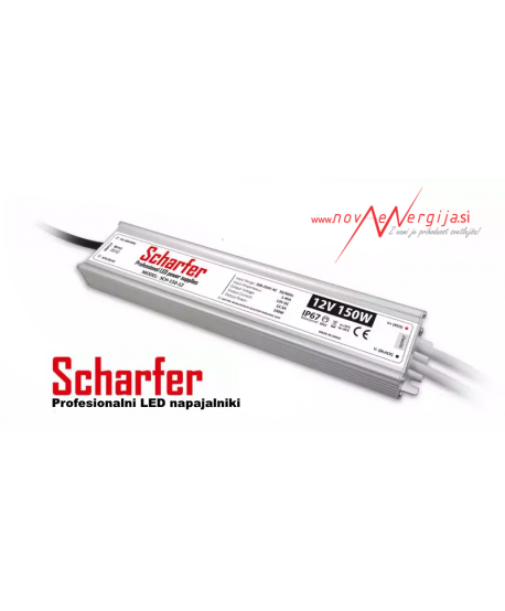 Profesionalni napajalnik za LED trak Scharfer 150W 12V vodotesni - garancija 7 LET