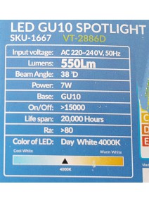 LED spot - 7W GU10 Plastic   4500K Zatemnilna 110°
