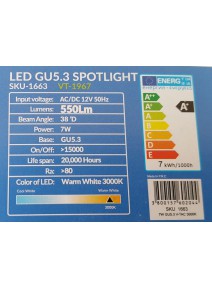 LED spot - 7W MR16 12V Plastic